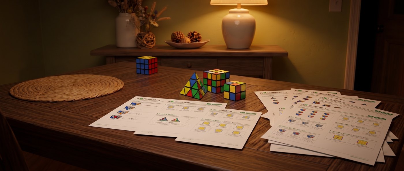 A printed formula sheet next to a Rubik's Cube on the table