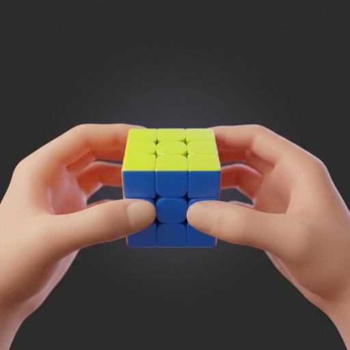 Hands holding a Rubik's Cube with both hands