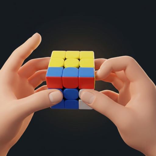 Hands with the Rubik's Cube ready to turn