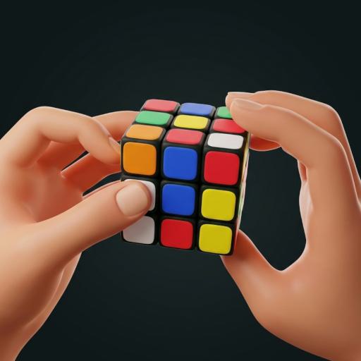 Hands holding the Rubik's Cube